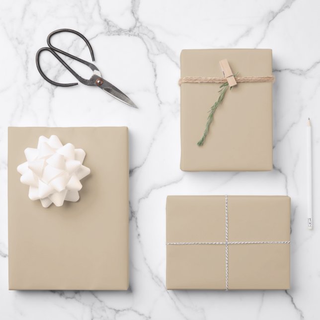 Champagnerbeige Geschenkpapier Set (Vorderseite)