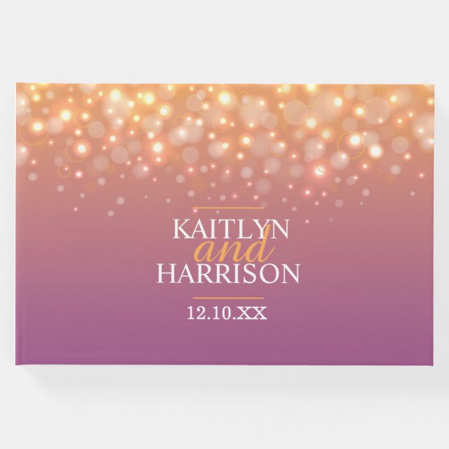 Champagnerblase Hochzeit danke Orange lila Gästebuch (Vorderseite)