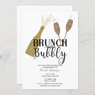 Champagnerbrille Brunch & Bubbly Brautparty Einladung