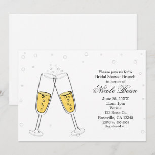 Champagnerbrille & Bubbles Moderne Einladungen