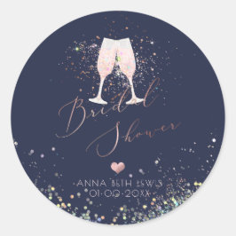 Champagnerbrille, holografisches Brautparty Runder Aufkleber