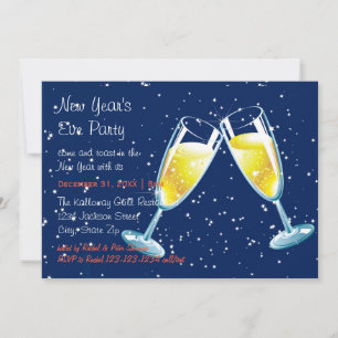 Champagnerbrille Nacht - Silvester-Party Einladung