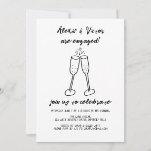 Champagnerbrille regt Custom Engagement Party an Einladung