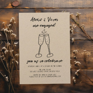 Champagnerbrille regt Custom Engagement Party an Einladung