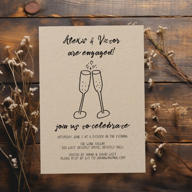 Champagnerbrille regt Custom Engagement Party an Einladung (Champagne Glasses Cheers Custom Engagement Party Invitation
)