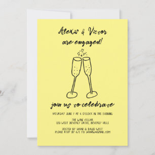 Champagnerbrille regt Custom Engagement Party an Einladung