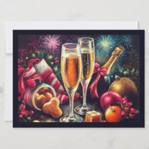 Champagnerbrille und Eimer Holiday Party Einladung