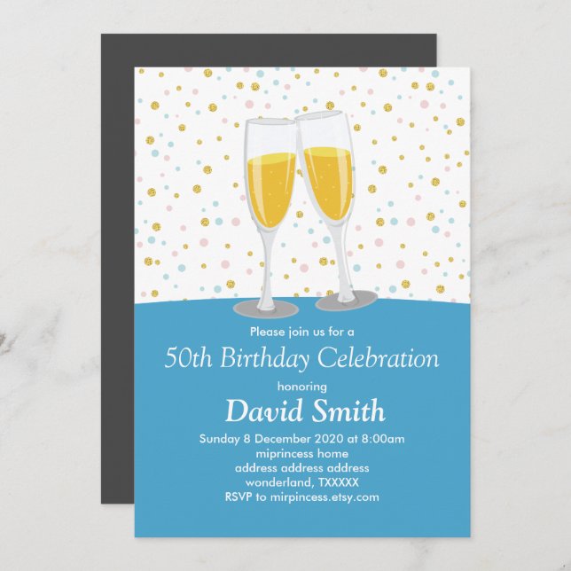 Champagnerbrunch und Bubbly Einladung (Vorne/Hinten)