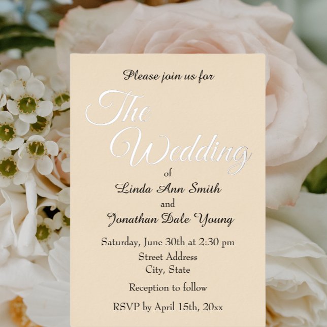 Champagnerfarbe Einfache Hochzeit Folieneinladung (In Situ Wedding)