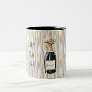 Champagnerflasche Gold Silber Streifen Neujahr Zweifarbige Tasse