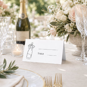 Champagnerflasche handgezeichnete Party Platzkarte