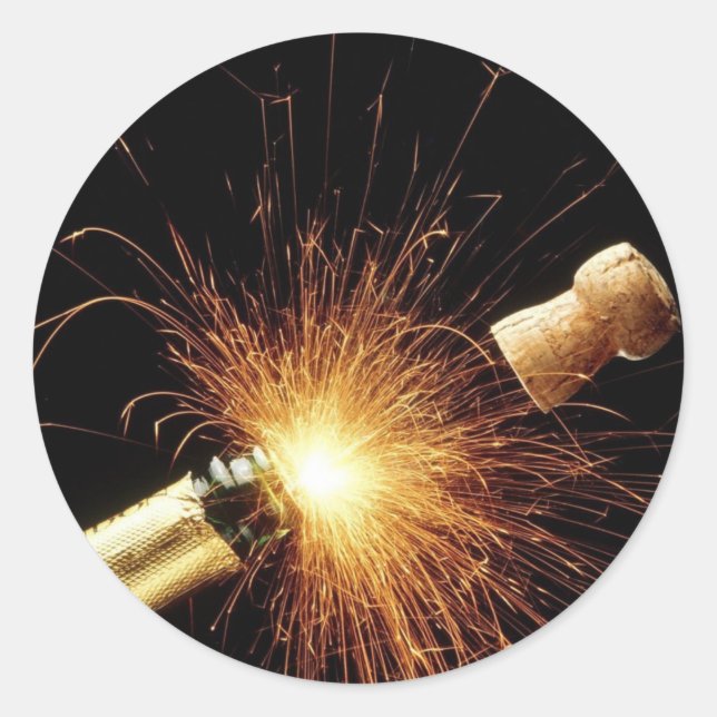 Champagnerflasche Silvester Runder Aufkleber (Vorderseite)