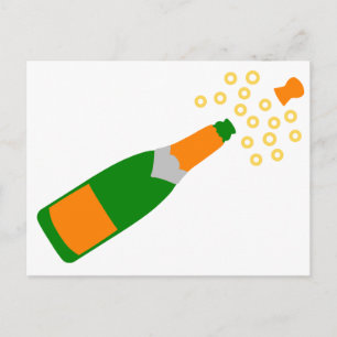 Champagnerflasche und Popping Cork Postkarte