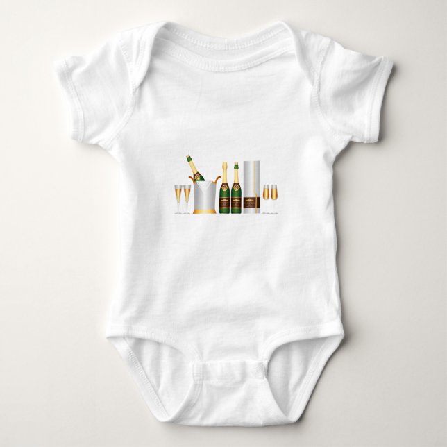 Champagnerflaschen Baby Strampler (Vorderseite)