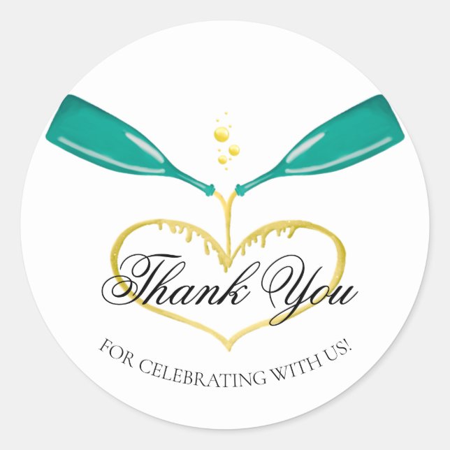 Champagnerflaschen Hochzeitsticker Runder Aufkleber (Vorderseite)