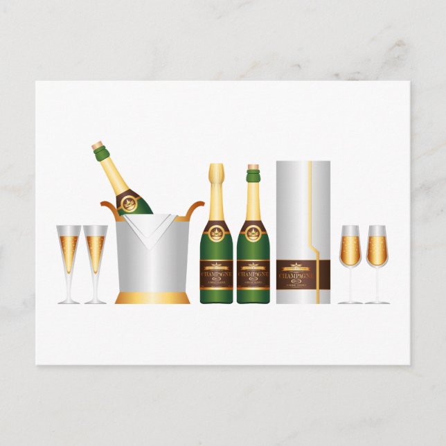 Champagnerflaschen Postkarte (Vorderseite)