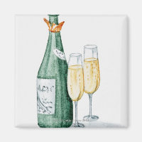 Champagnerflaschen und zwei Gläser