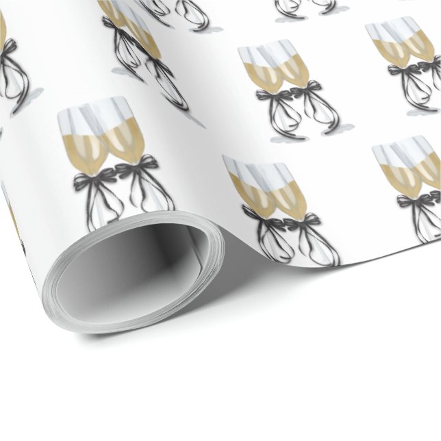 Champagnerflöten mit Bandtoast Geschenkpapier (Rolleneckpunkt)