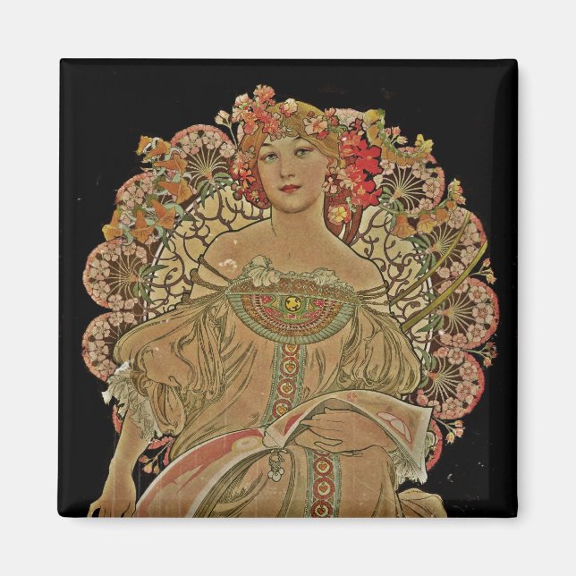 Champagnerfrau auf schwarz magnet (Vorne)