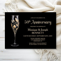 Champagnerglas Goldblatt 50. Hochzeitstag
