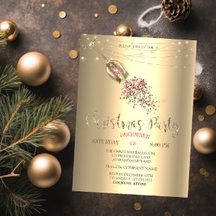 Champagnerglas, Lichter Gold Weihnachtsfirma Einladung