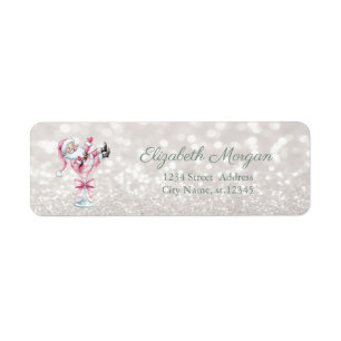 Champagnerglas Rosa Weihnachtsmann Glitter Bokeh