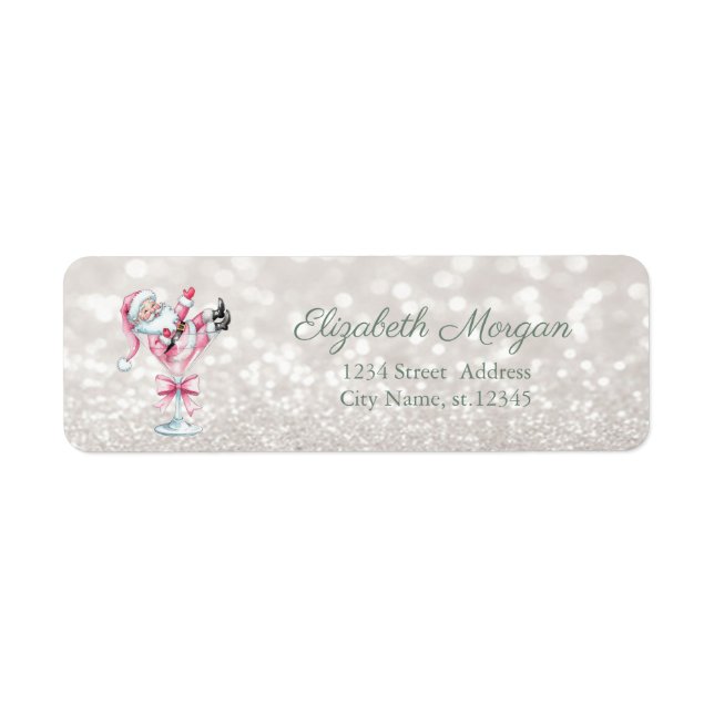 Champagnerglas Rosa Weihnachtsmann Glitter Bokeh (Vorne)
