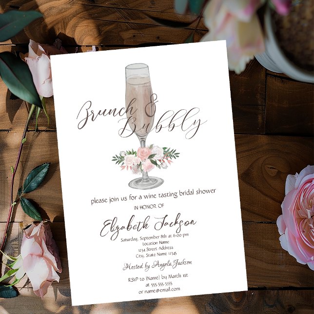 Champagnerglas,Rose Brunch & Bubbly Einladung (Von Creator hochgeladen)