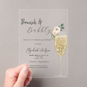 Champagnerglas Weißer Blume Brunch & Bubbly Acryleinladungen