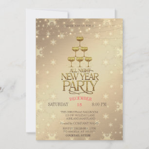 Champagnergläser Gold Weihnachten Einladung