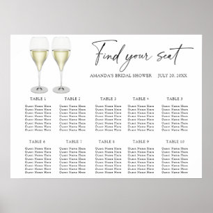Champagnergläser Hochzeits-Sitzordnung Poster