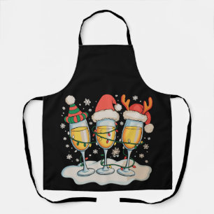Champagnergläser Weihnachtsmann Rentier Weihnachte Schürze