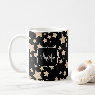 Champagnergold Glitzer funkeln Stars Monogramm Kaffeetasse