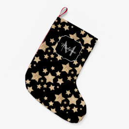 Champagnergold Glitzer funkeln Stars Monogramm Kleiner Weihnachtsstrumpf