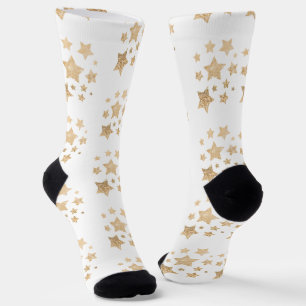 Champagnergold Glitzer funkeln Sternenmuster weiß Socken