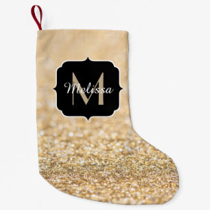 Champagnergold Imitat Glitzer Glitzern Monogram Kleiner Weihnachtsstrumpf