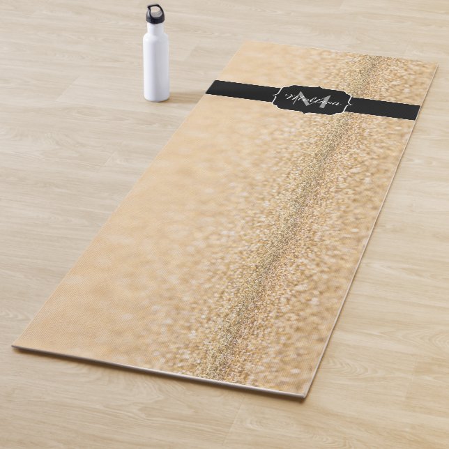 Champagnergold Imitat Glitzer Glitzern Monogram Yogamatte (Beispiel)