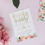 Champagnerherz, Gold Brunch & Bubbly Brautparty Einladung<br><div class="desc">Ein elegantes Design mit Kalligraphie, modernem Typografie-Layout und niedlichen Aquarellbildern. Ganz oben auf dieser Einladung steht "Brunch & Bubbly" in gebürstetem Schriftzeichen mit dem Namen der Braut. Datum und Uhrzeit werden durch eine Abbildung der Champagnergläser getrennt, die mit den Bläschen ein Herz bilden. Der Veranstaltungsort, die Adresse und die zusätzlichen...</div>