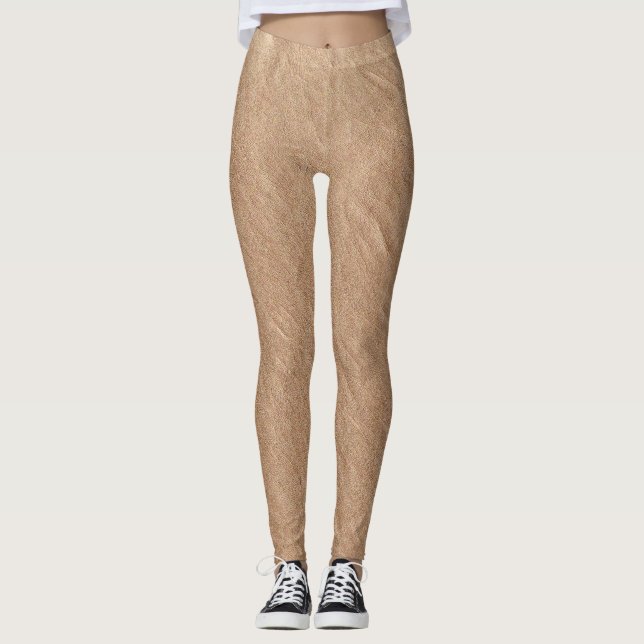 Champagnerlederoberfläche Minimalistisch Champagne Leggings (Vorderseite)
