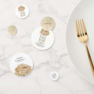 Champagnerpeonys und Parfüm Brautparty Konfetti