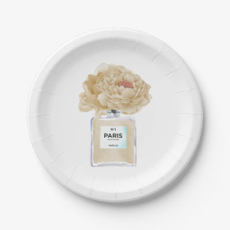 Champagnerpeonys und Parfüm Brautparty Pappteller