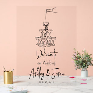 Champagnerturm Begrüßungsschild Acrylschild