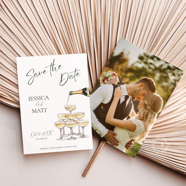 Champagnerturm mit Foto Save The Date (Von Creator hochgeladen)