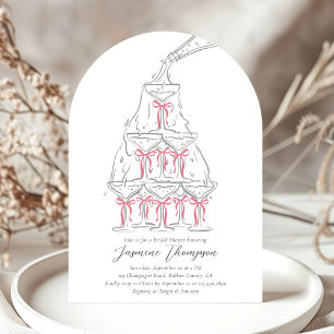 Champagnerturm Rosa Coquette Bow Brautparty Einladung