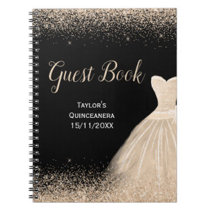 Champagneweißes Kleid mit falschem Glitter Quincea Notizblock