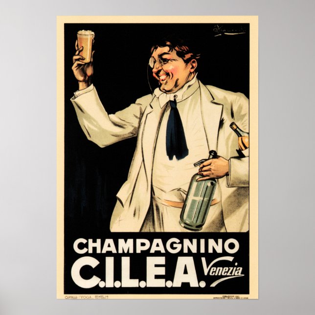 CHAMPAGNINO CILEA Venedig Der Mensch und die Weint Poster (Vorne)