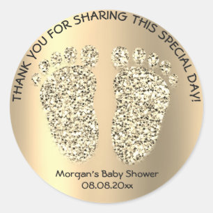 Champaig Gold Glitzer Feet Baby Shower Gefallen Vi Runder Aufkleber