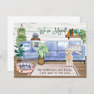 Champaign Cockapoo Gemütlich Neue Zuhause Moving   Ankündigungspostkarte