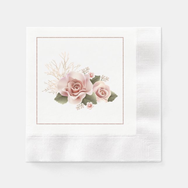 Champaign Floral Cocktail Napkins Serviette (Vorderseite)