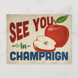 Champaign Illinois Apple - Vintage Travel Postkarte